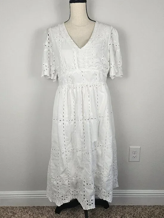 White Midi Eyelet Dress Size XXL - Picture 1 of 7